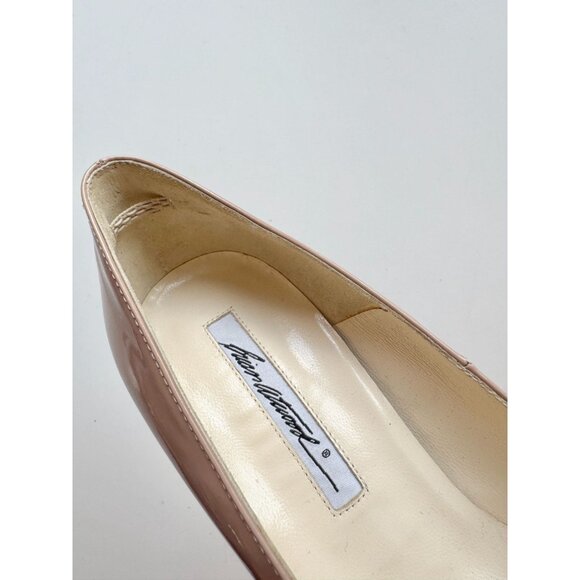 BRIAN ATWOOD Maniac 120 Nude Patent Leather Almond Toe Platform Pumps, Size 36.5 - Picture 4 of 15